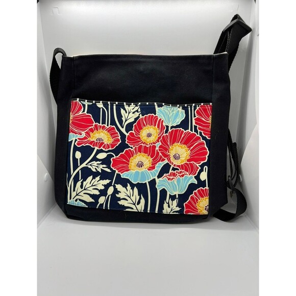 BOHO BLACK FLORAL CROSSBODY BAG - Picture 2 of 7